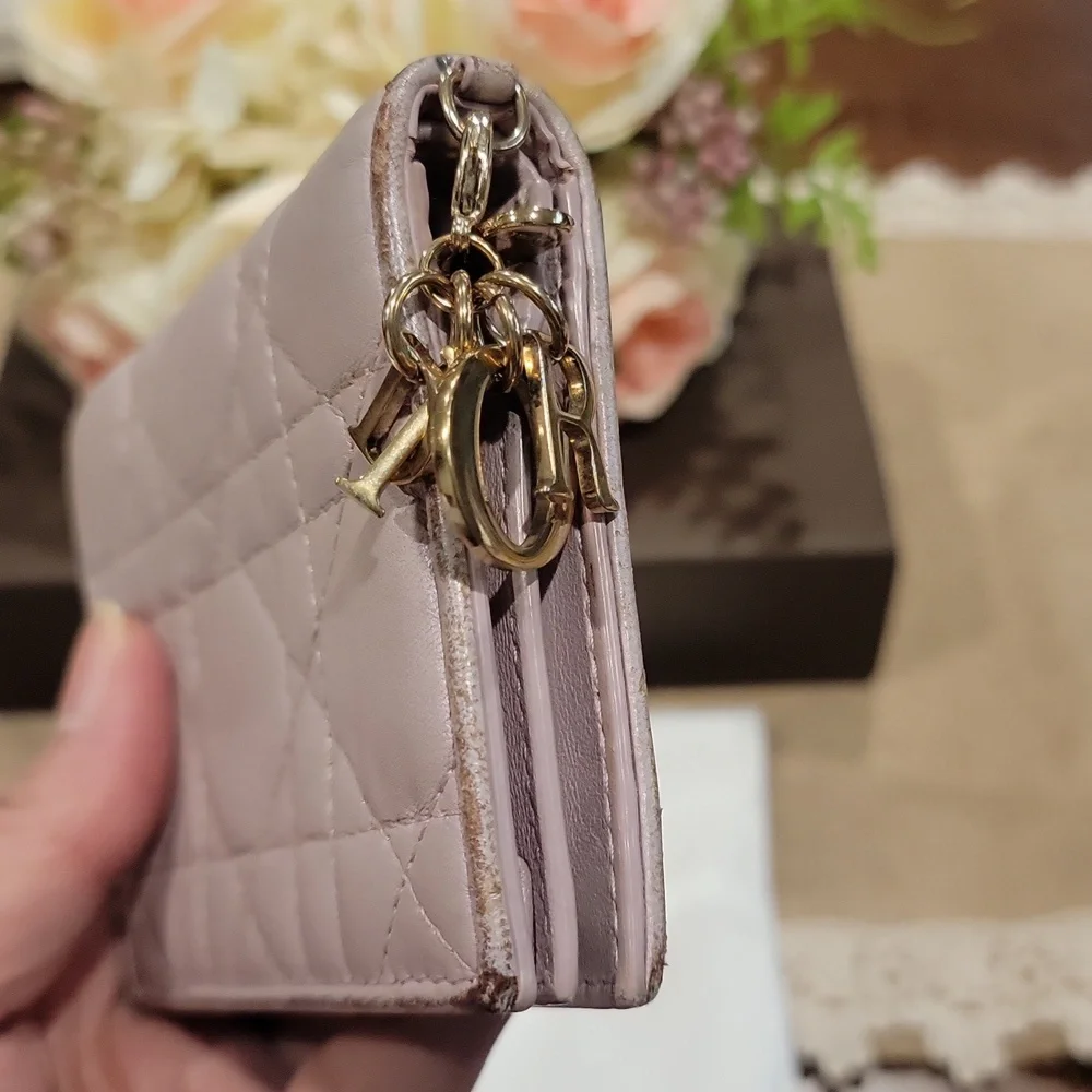 Authentic Dior Pink Quilted Women's Card Holder